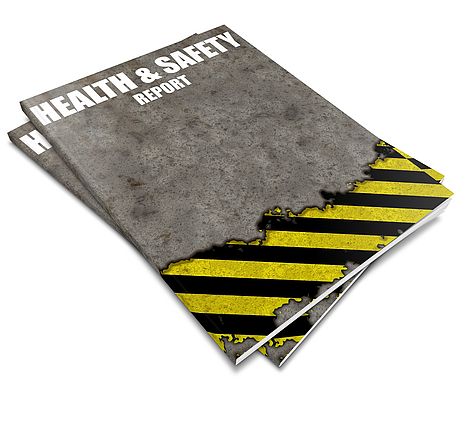 Zwei Hefte mit der Aufschrift "Health and Safety Report"