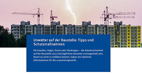 Screenshot von der Themenseite Unwetter der IG BAU