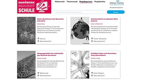 Screenshot: Gerüstbau-Inhalte auf Handwerk macht Schule