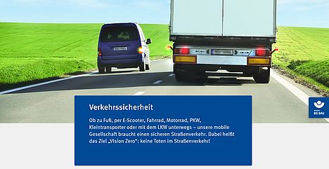 Screenshot von der Themenseite Verkehrssicherheit der BG BAU