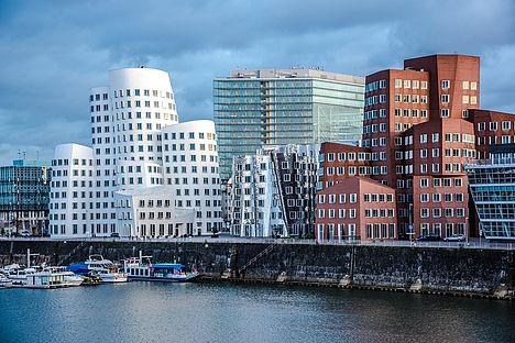 Aufnahme vom Medienhafen in Düsseldorf