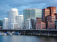 Aufnahme vom Medienhafen in Düsseldorf