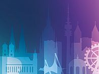 Symbolgrafik mit der Silhouette von München