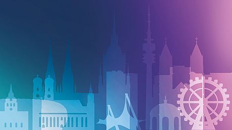 Symbolgrafik mit der Silhouette von München